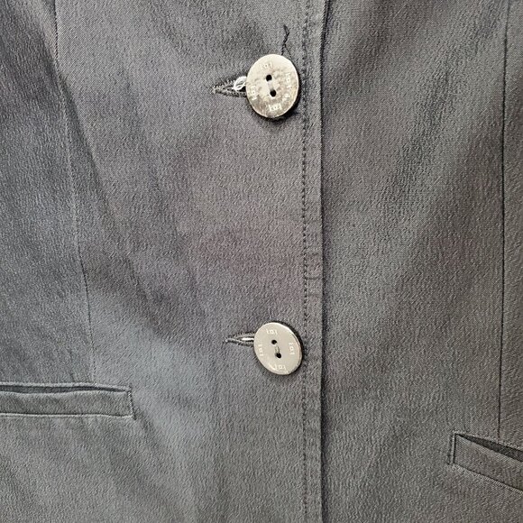 Bebe Women's Vintage 1990s Metallic Gunmetal Button Up Trench‎ Coat Jacket Sz 2 - Picture 3 of 10